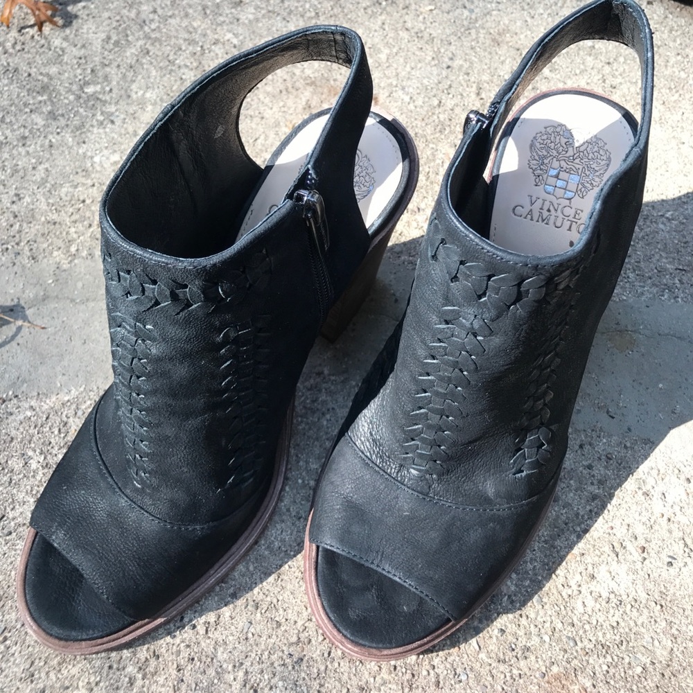 Vince Camuto Black open toe booties Size 10